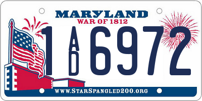 MD license plate 1AD6972
