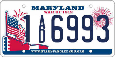 MD license plate 1AD6993