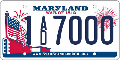 MD license plate 1AD7000