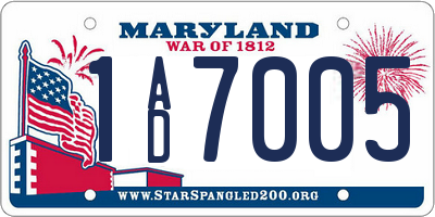 MD license plate 1AD7005