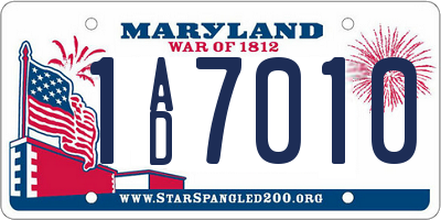 MD license plate 1AD7010