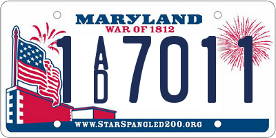 MD license plate 1AD7011