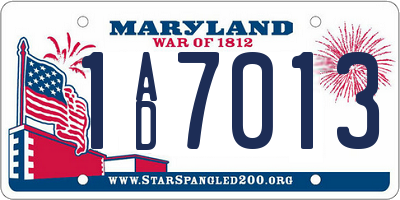 MD license plate 1AD7013