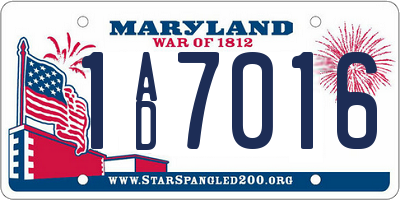 MD license plate 1AD7016