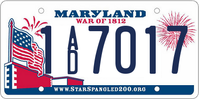 MD license plate 1AD7017