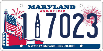 MD license plate 1AD7023