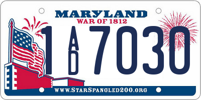 MD license plate 1AD7030