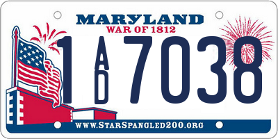 MD license plate 1AD7038