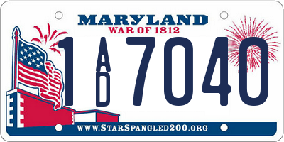 MD license plate 1AD7040