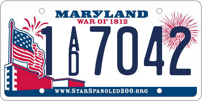 MD license plate 1AD7042