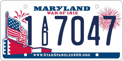MD license plate 1AD7047