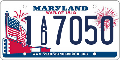 MD license plate 1AD7050