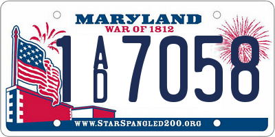 MD license plate 1AD7058