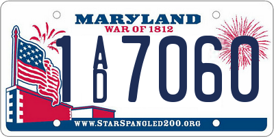 MD license plate 1AD7060