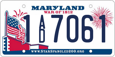 MD license plate 1AD7061