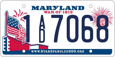 MD license plate 1AD7068