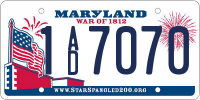 MD license plate 1AD7070