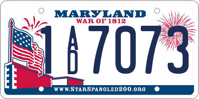 MD license plate 1AD7073