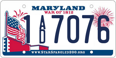 MD license plate 1AD7076