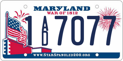 MD license plate 1AD7077