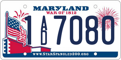 MD license plate 1AD7080
