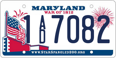 MD license plate 1AD7082