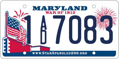 MD license plate 1AD7083