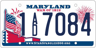MD license plate 1AD7084