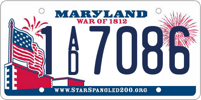 MD license plate 1AD7086