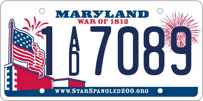 MD license plate 1AD7089