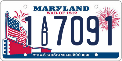 MD license plate 1AD7091