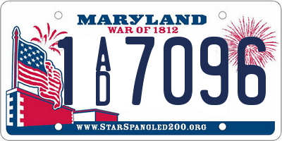 MD license plate 1AD7096