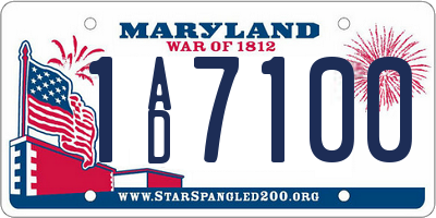 MD license plate 1AD7100