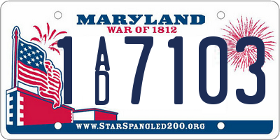 MD license plate 1AD7103