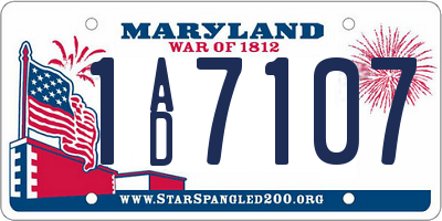 MD license plate 1AD7107
