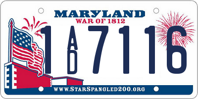 MD license plate 1AD7116