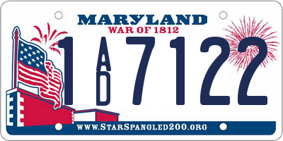 MD license plate 1AD7122