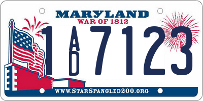 MD license plate 1AD7123