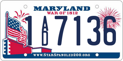 MD license plate 1AD7136