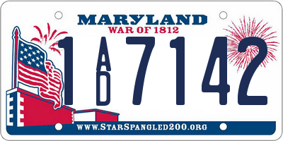 MD license plate 1AD7142