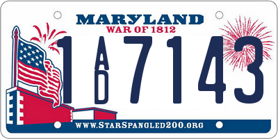 MD license plate 1AD7143
