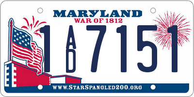 MD license plate 1AD7151