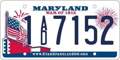MD license plate 1AD7152