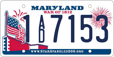 MD license plate 1AD7153