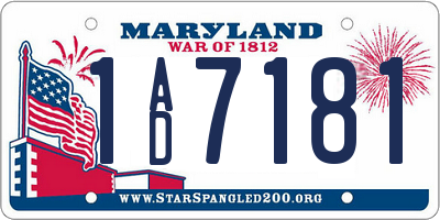 MD license plate 1AD7181