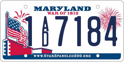 MD license plate 1AD7184