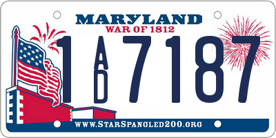 MD license plate 1AD7187