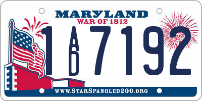 MD license plate 1AD7192