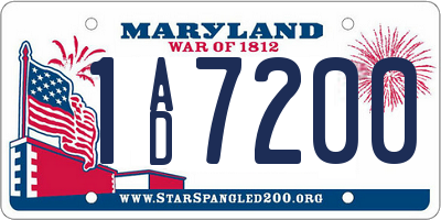 MD license plate 1AD7200