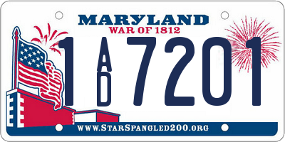 MD license plate 1AD7201